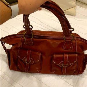 Etienne red leather shoulder bag